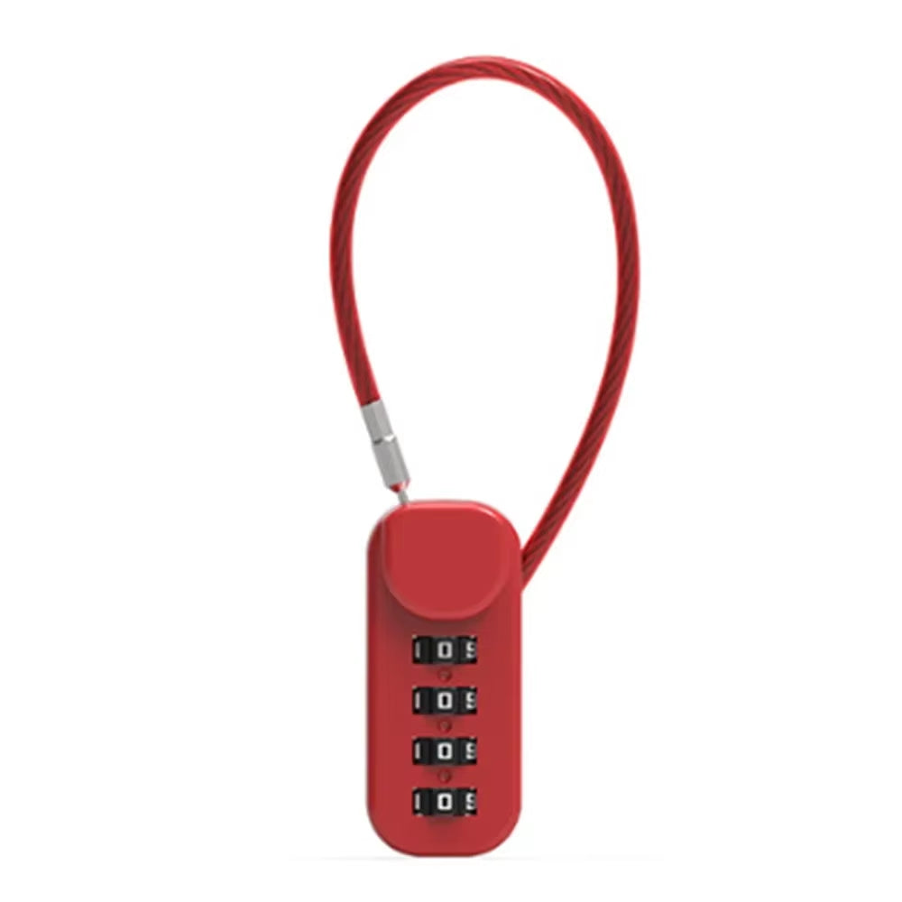 Portable Zinc Alloy 4 Digit Password Lock Wire Rope Anti-Theft Backpack Zipper Lock Padlock Luggage Combination Lock Travel