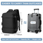 Travel Backpack Simple Durable Carry on Backpack with Shoe Compartment, Personal Item Travel Bag Flight Approved, Water Resistant Laptop Backpack for Women Men Weekender Business, Black